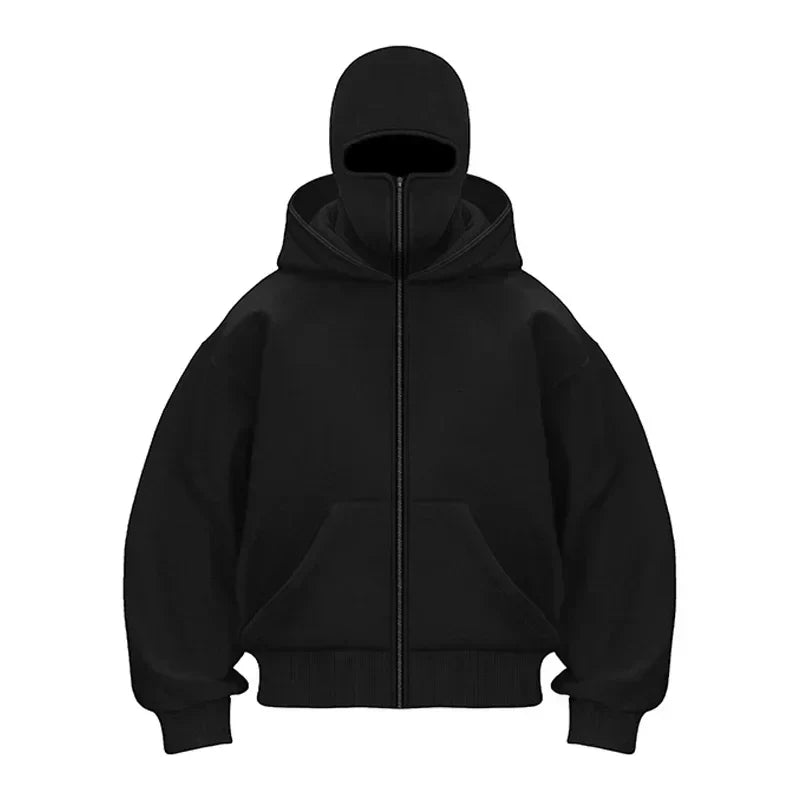 Maskeli Kapüşonlu Sweatshirt (Siyah)