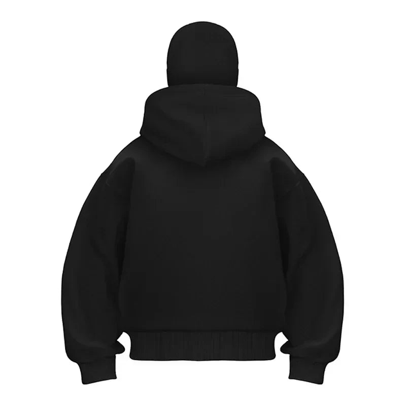 Maskeli Kapüşonlu Sweatshirt (Siyah)