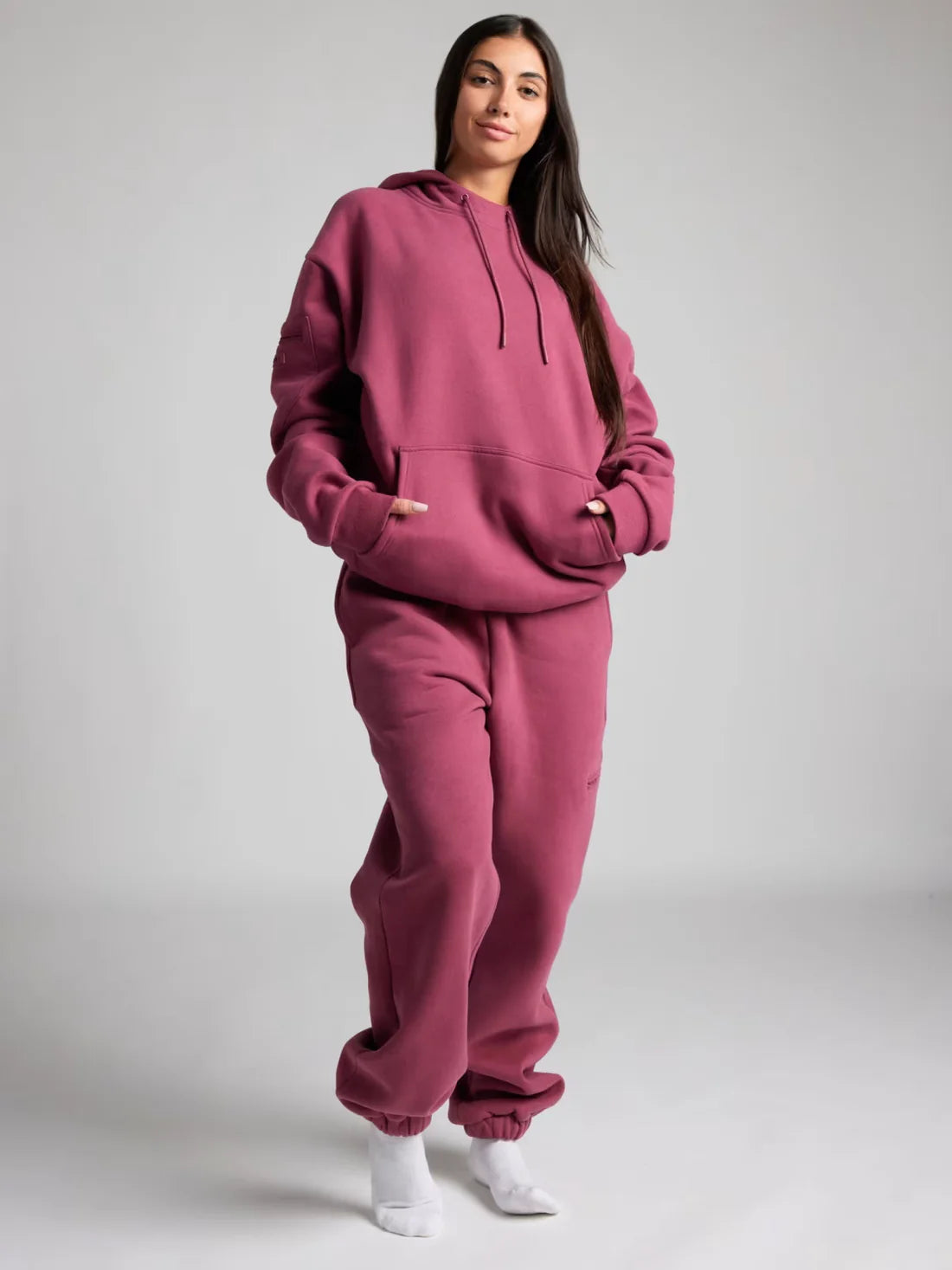 Uyku Maskeli Sweatshirt (Koyu Pembe)