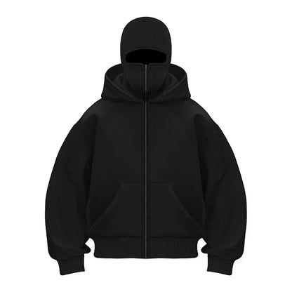 Maskeli Kapüşonlu Sweatshirt (Siyah)