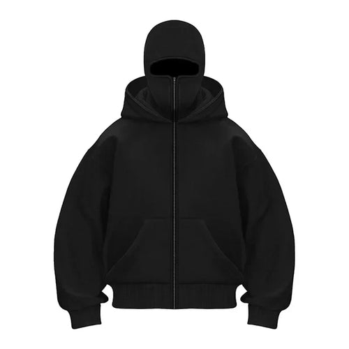 Maskeli Kapüşonlu Sweatshirt (Siyah)