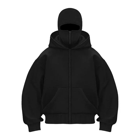 Maskeli Kapüşonlu Sweatshirt (Siyah)