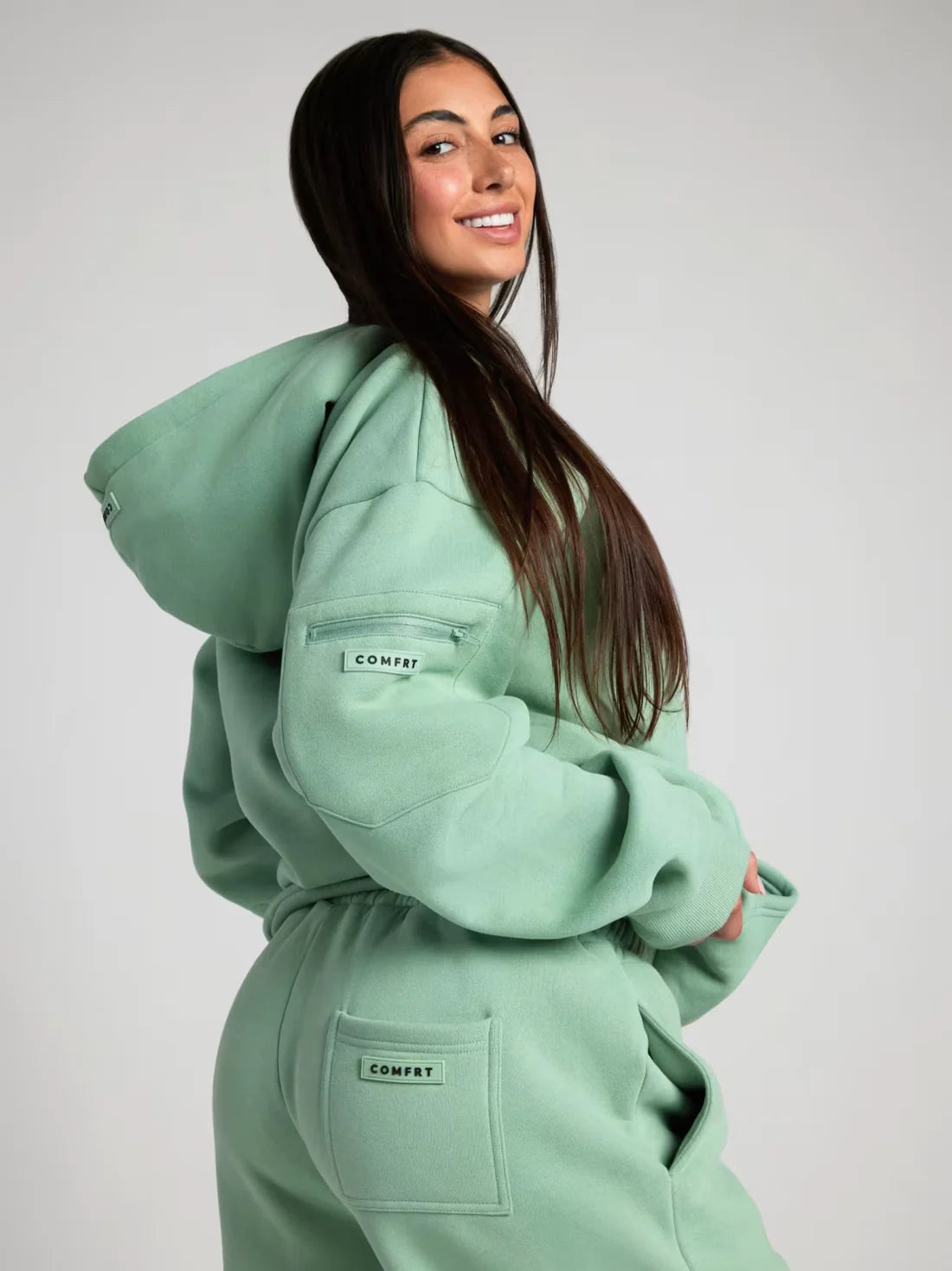 Uyku Maskeli Sweatshirt (Yeşil)