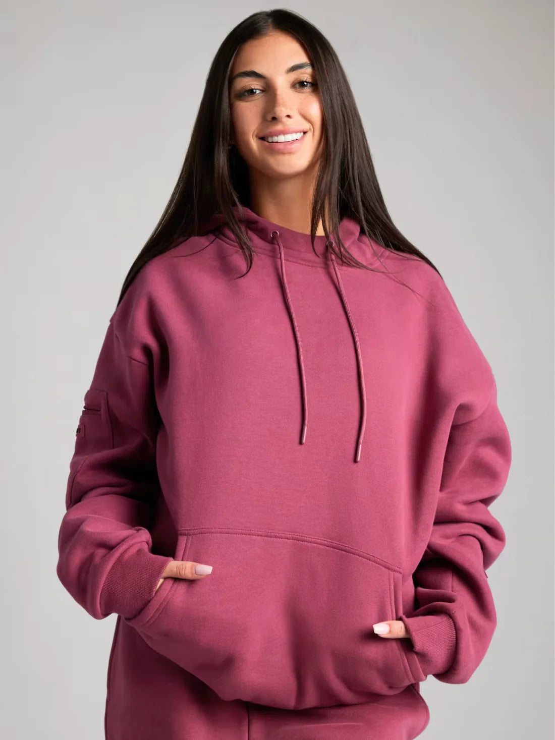 Uyku Maskeli Sweatshirt (Koyu Pembe)
