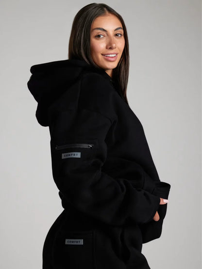 Uyku Maskeli Sweatshirt (Siyah)