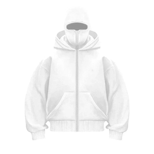 Maskeli Kapüşonlu Sweatshirt (Beyaz)