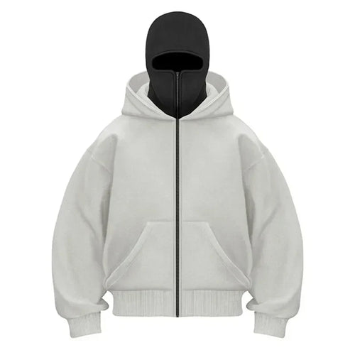Maskeli Kapüşonlu Sweatshirt (Gri)