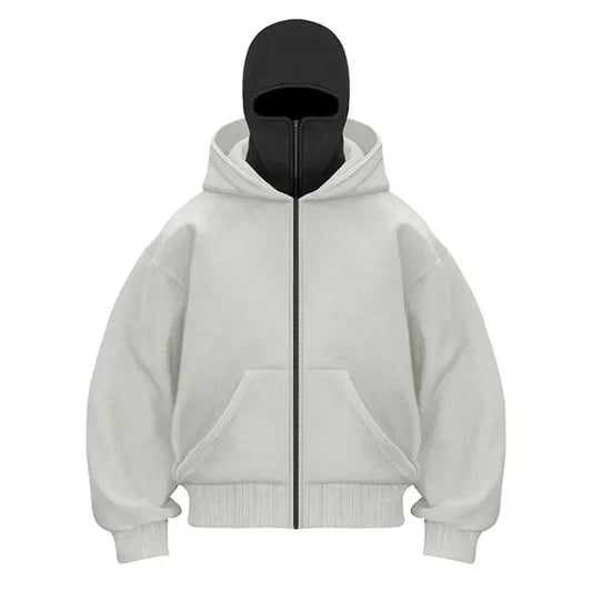Maskeli Kapüşonlu Sweatshirt (Gri)
