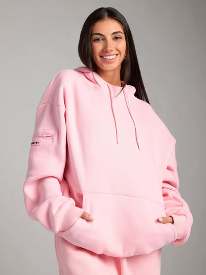Uyku Maskeli Sweatshirt (Pembe)